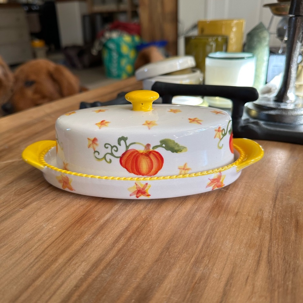 Temptations Pumpkin Butter Dish with Lid - Picture 4 of 7
